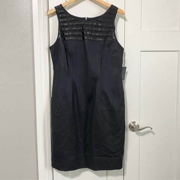Worthington black sheath dress with lace sheer top detail sleeveless NWT size 14 - Picture 10 of 13